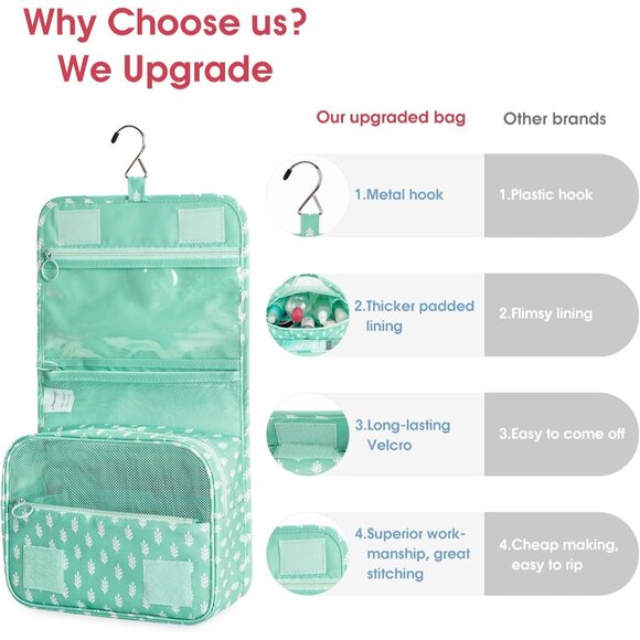 Hanging Travel Toiletry Bag Cosmetic Make up Organizer for Women Waterproof - Picture 5 of 7